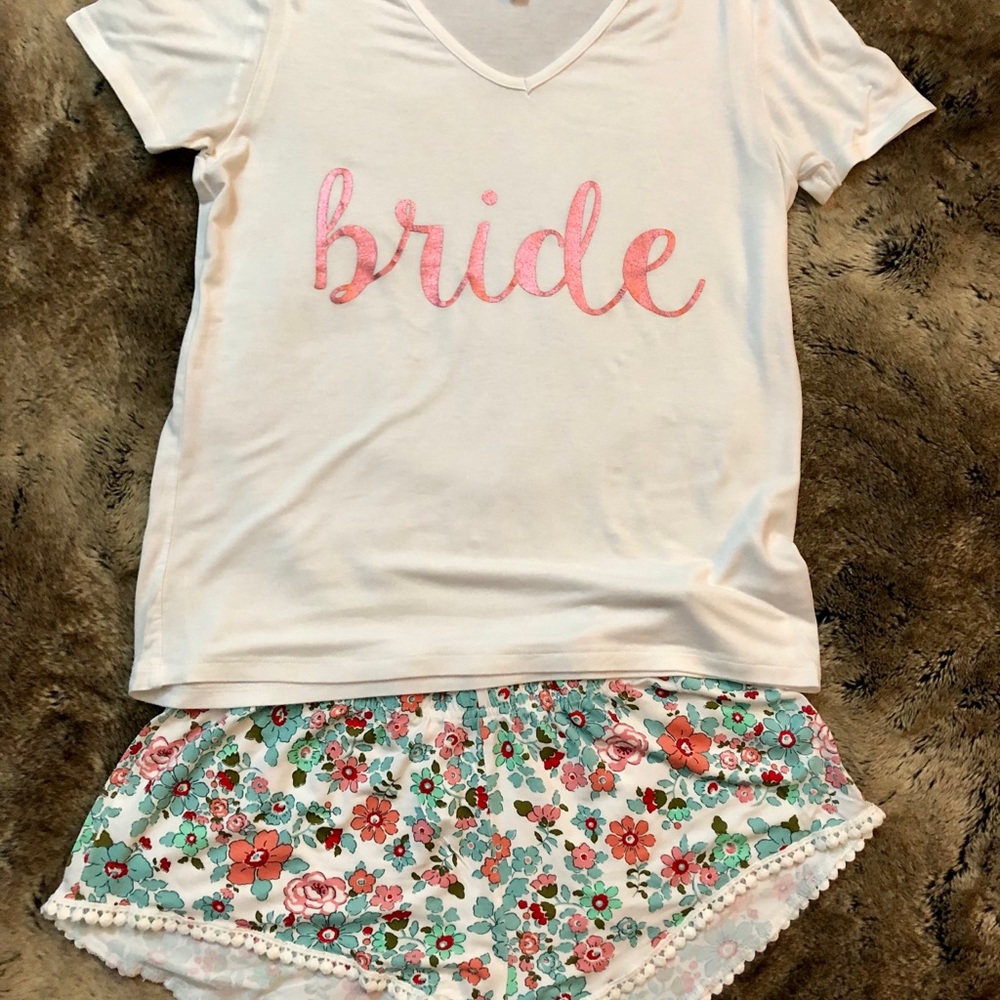 Rose gold bride pajamas